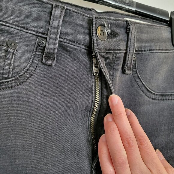 Rag & Bone Black Ash Washed Out High Rise Ankle Skinny Denim Jeans Slit Hem 26 - Picture 7 of 17